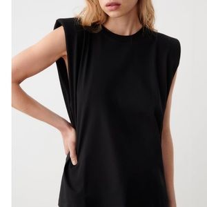 Zara Black Shoulder Pad   Tee Shirt